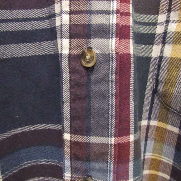 Vintage Viyella London Shirt Blue Flannel Plaid Canada Cotton Wool Blend 1X Tall - Picture 6 of 10